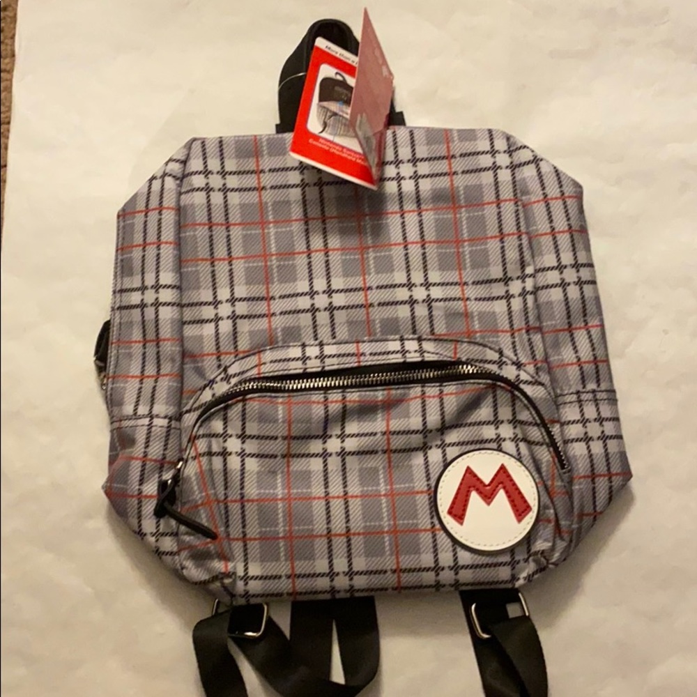 Small backpack for women: Super Mario plaid bag